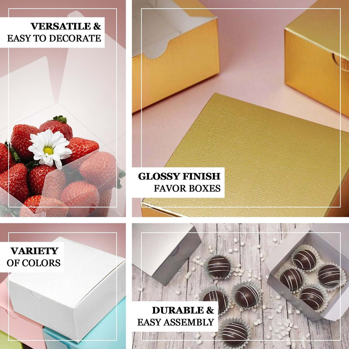 100 Pack 4"x4"x2" Fuchsia Cake Cupcake Party Favor Gift Boxes, DIY