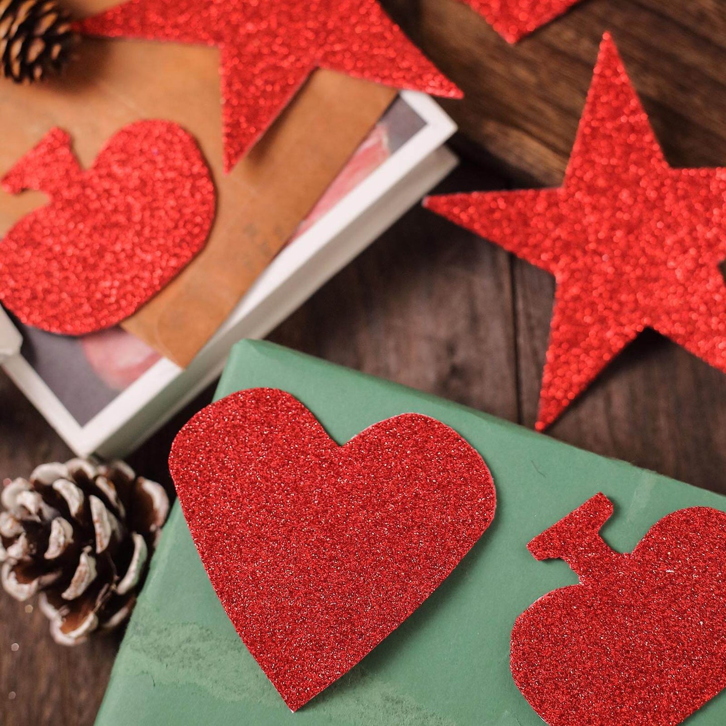 10 Pack Burgundy Self-Adhesive Glitter DIY Craft Foam Sheets - 12"x10"