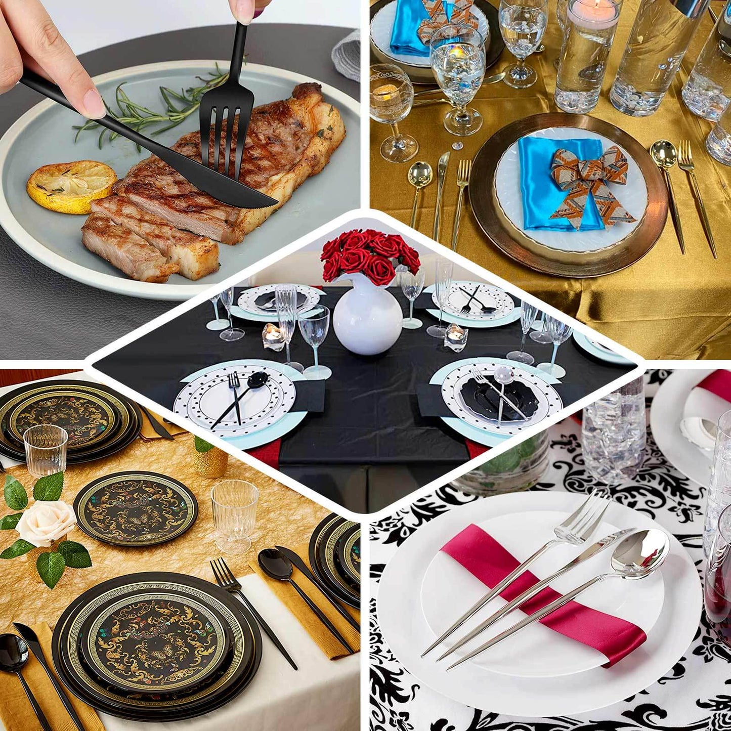 50-Pack Plastic Utensil Set Gold - Premium Disposable Heavy Duty Sleek Flatware