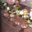Set of 4 Glass Taper Votive Candle Holders Lined Crystal Design Assorted Amber Gold - Tea Light Stand Set 4", 5.5", 6", 9"