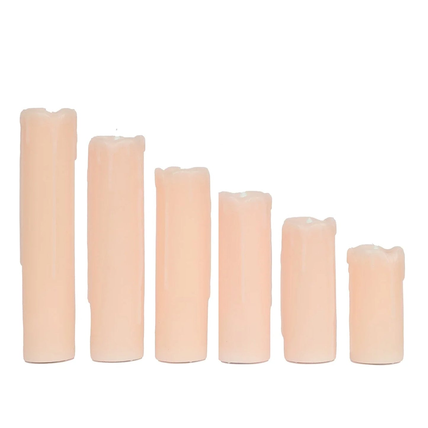 Set of 6 LED Flameless Luminaria Candles Drip Wax Blush - Battery Operated Pillar Lighting