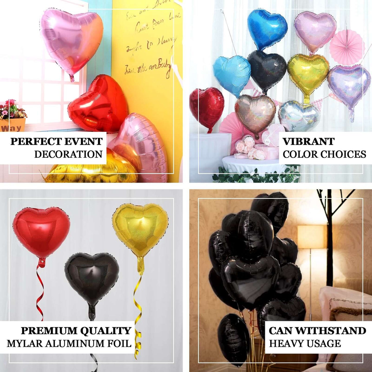 2 Pack 15" 4D Metallic Red Heart Mylar Foil Helium or Air Balloons