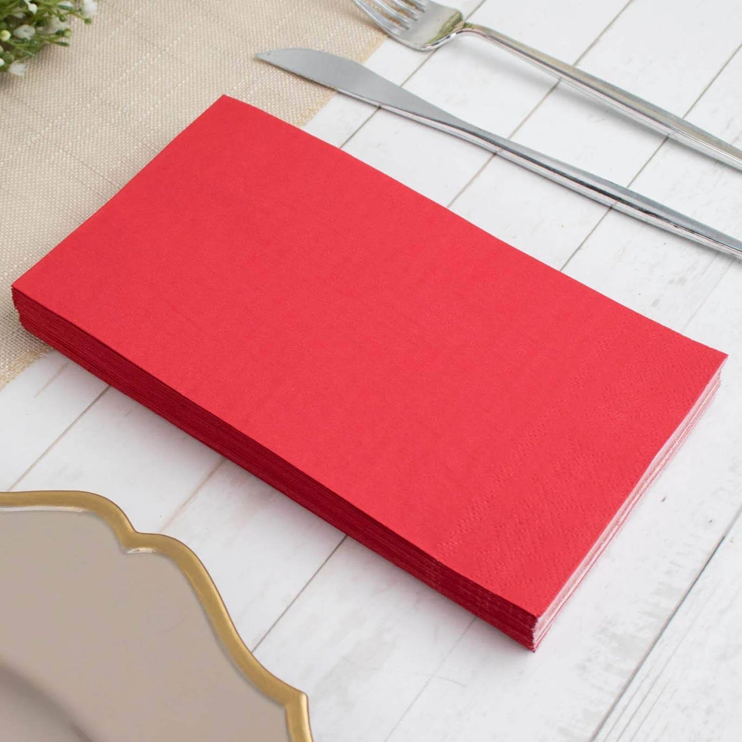 50-Pack Paper Napkins Red - Soft Disposable 2-Ply Dinner Napkins for Weddings