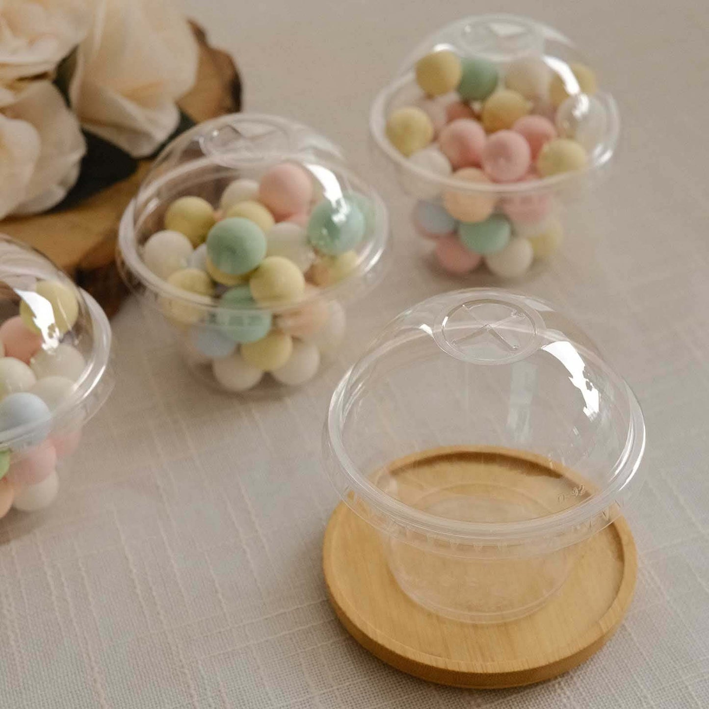 50-Pack Plastic Dessert Parfait Cups Clear Dome Lid - Perfect for Ice Cream 7oz