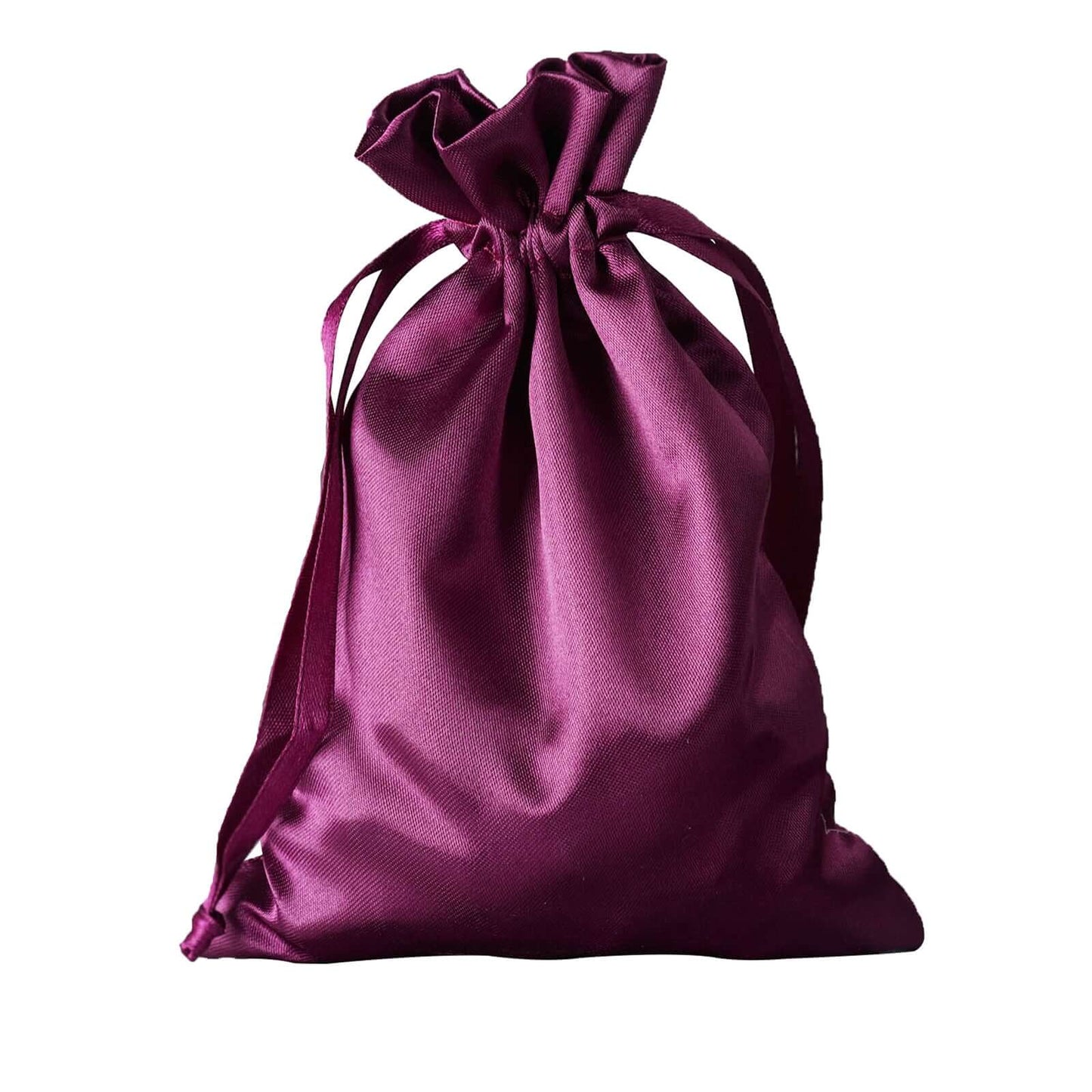 12 Pack 5"x7" Eggplant Satin Drawstring Wedding Party Favor Gift Bags