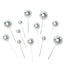 12 Pcs Cake Topper Picks Faux Pearl Ball Design Silver - Foam Balloon DIY Cupcake Decor Supplies Assorted Sizes