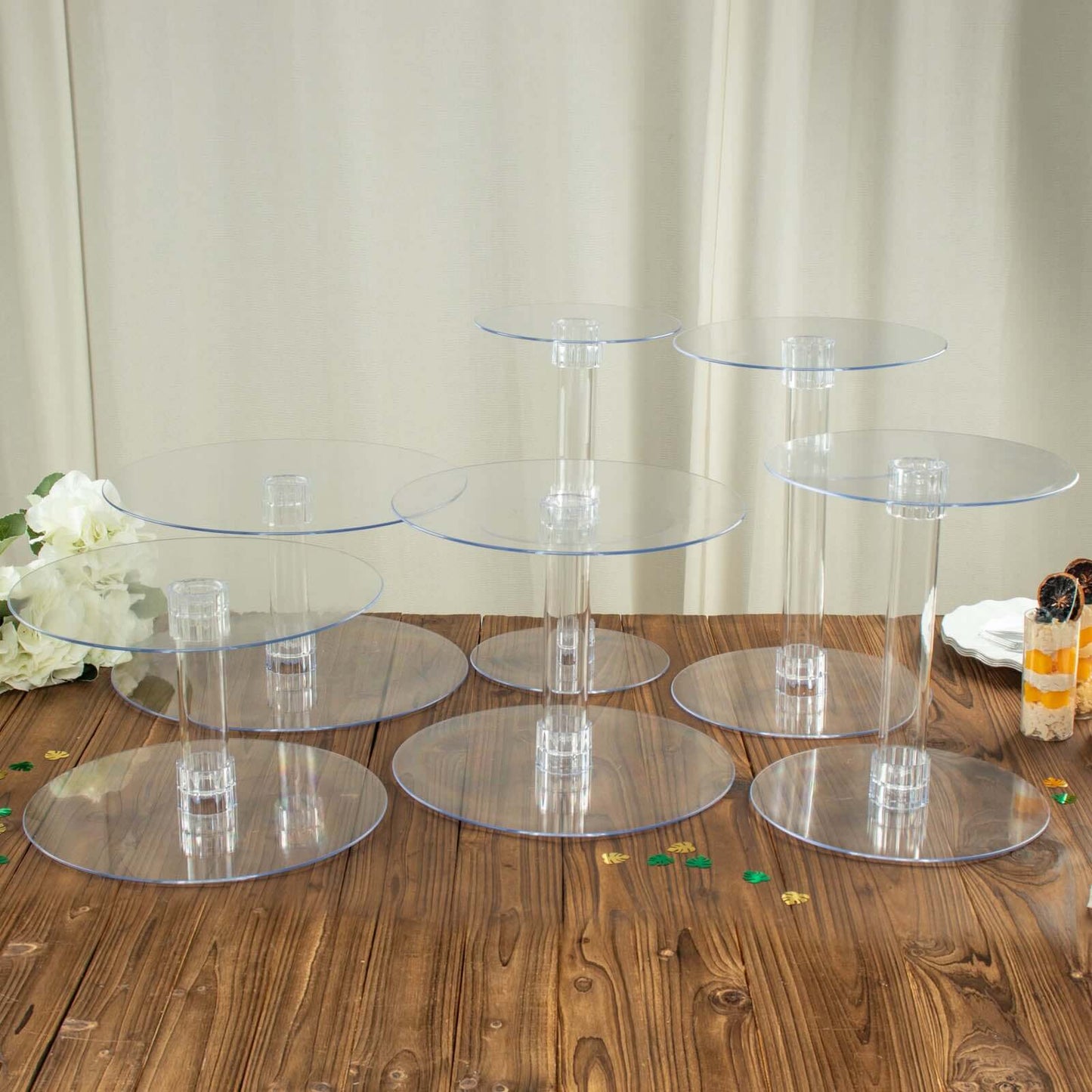 6-Tier Acrylic Cake Stand Set Clear - Assorted Sizes for Buffet Party Tables