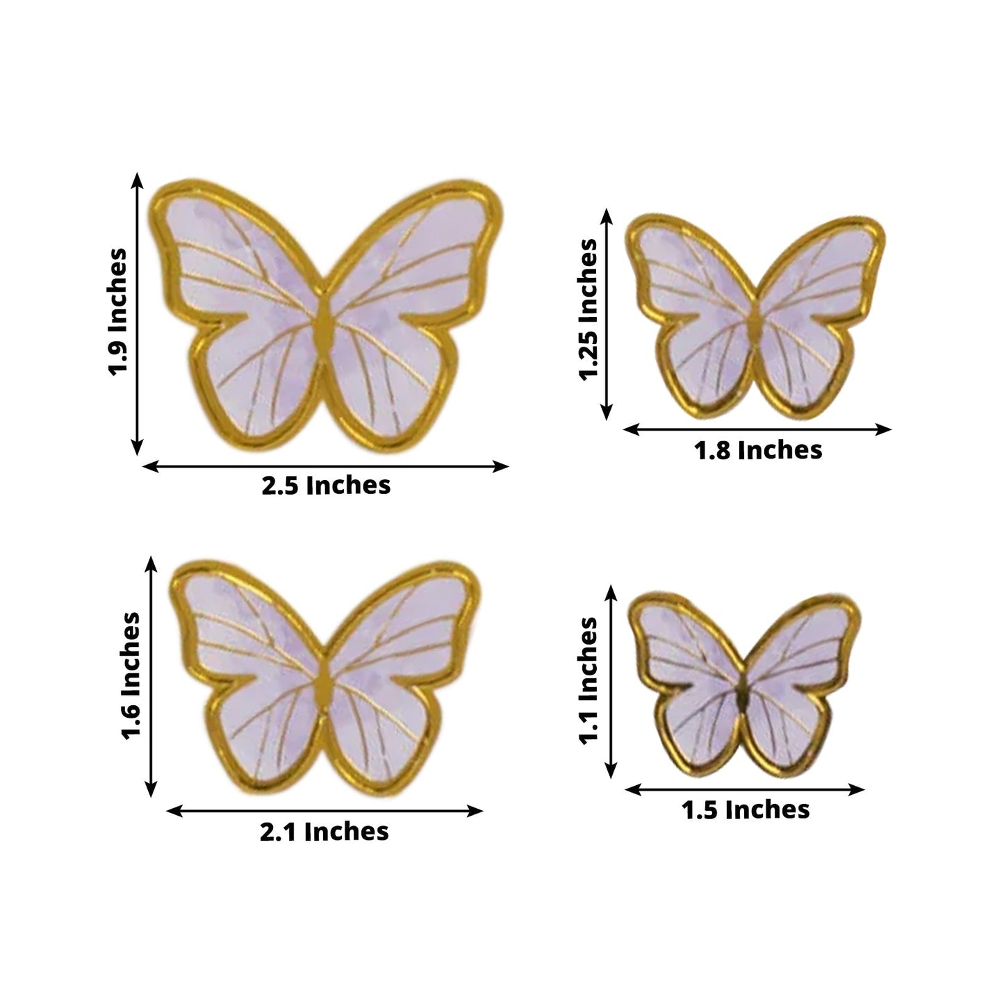 64 Pcs 3D Butterfly Cupcake Toppers with Gold Trim â€“ Elegant Cake Decorations in Pink & Purple for Parties, Anniversaries, and Events â€“ Assorted Sizes