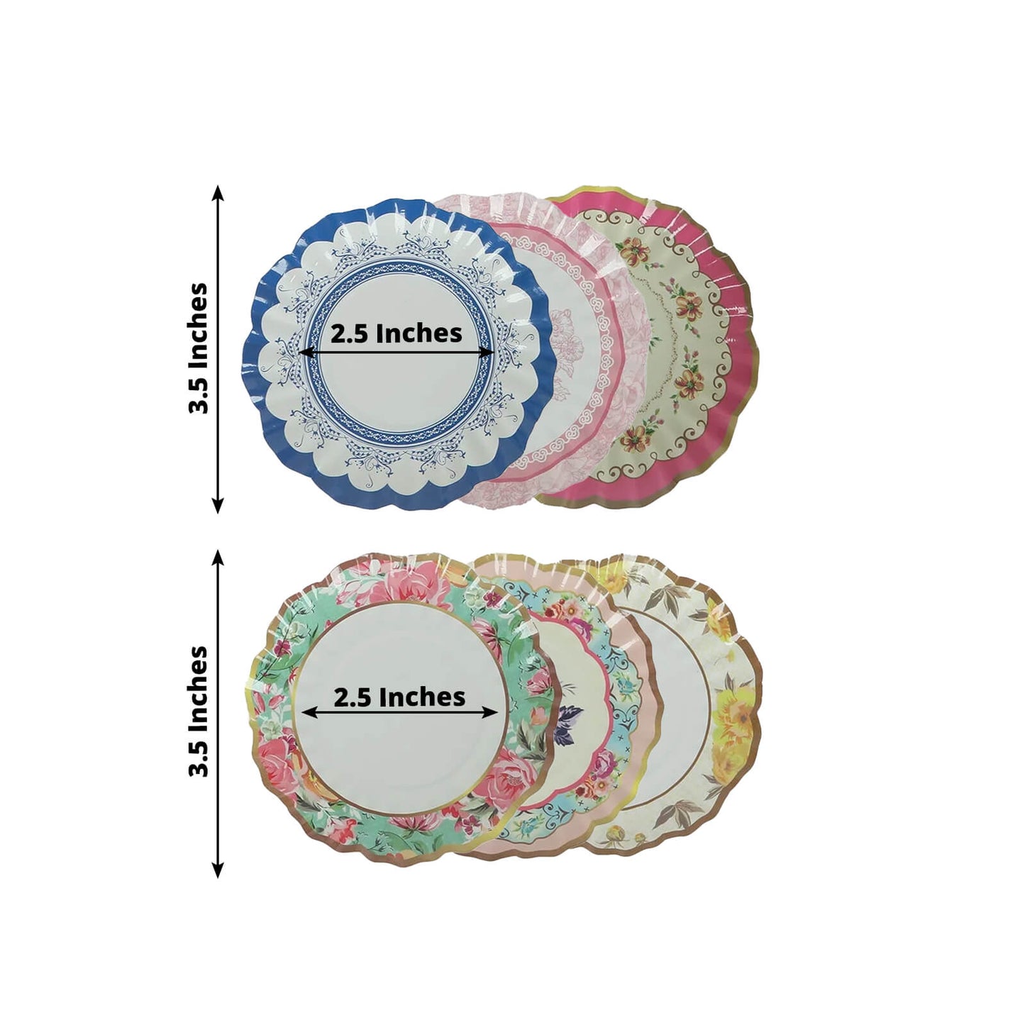 48 Pack Vintage Floral Mini Paper Plates - 3.5" Disposable Plates for Snacks, Dips
