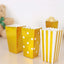 36 Pack 5" White Gold Design Mini Paper Popcorn Boxes, Candy Favor Disposable Bags - Stripe, Polka Dot, Solid Style