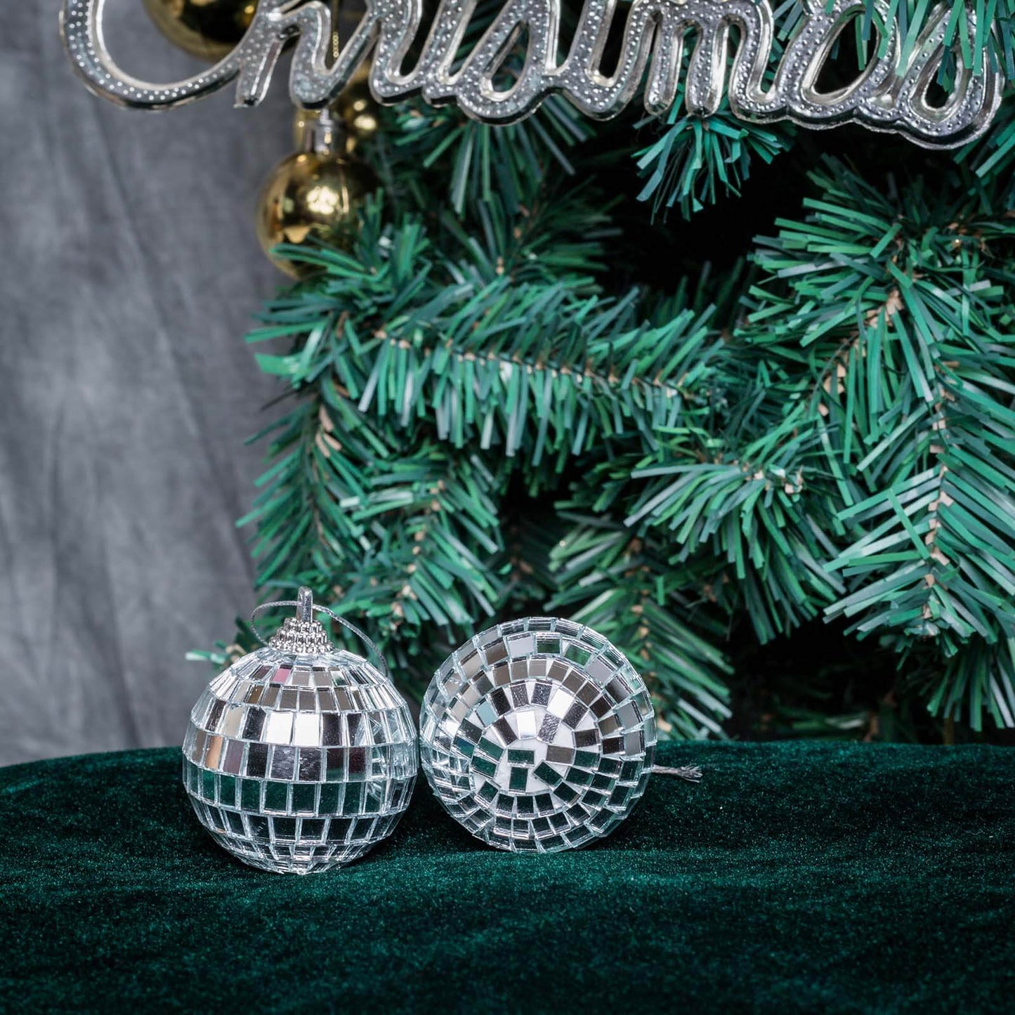 6 Pack 2" Silver Foam Disco Mirror Ball With Hanging Strings, Holiday Christmas Ornaments
