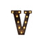 LED Marquee Letter "V" Industrial Style Antique Black - Light-Up Alphabet Sign for Weddings & Displays 9"