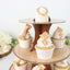 3-Tier Cardboard Cupcake Stand Natural Wood Plank Print - Reusable Dessert Table Display Tower for Classy Birthday Wedding Party Decoration 14"