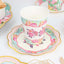24-Pack Paper Cup and Saucer Set in Mixed Vintage Floral Print - Disposable Tea Party Supplies Kit for Baby Showers & Birthdays