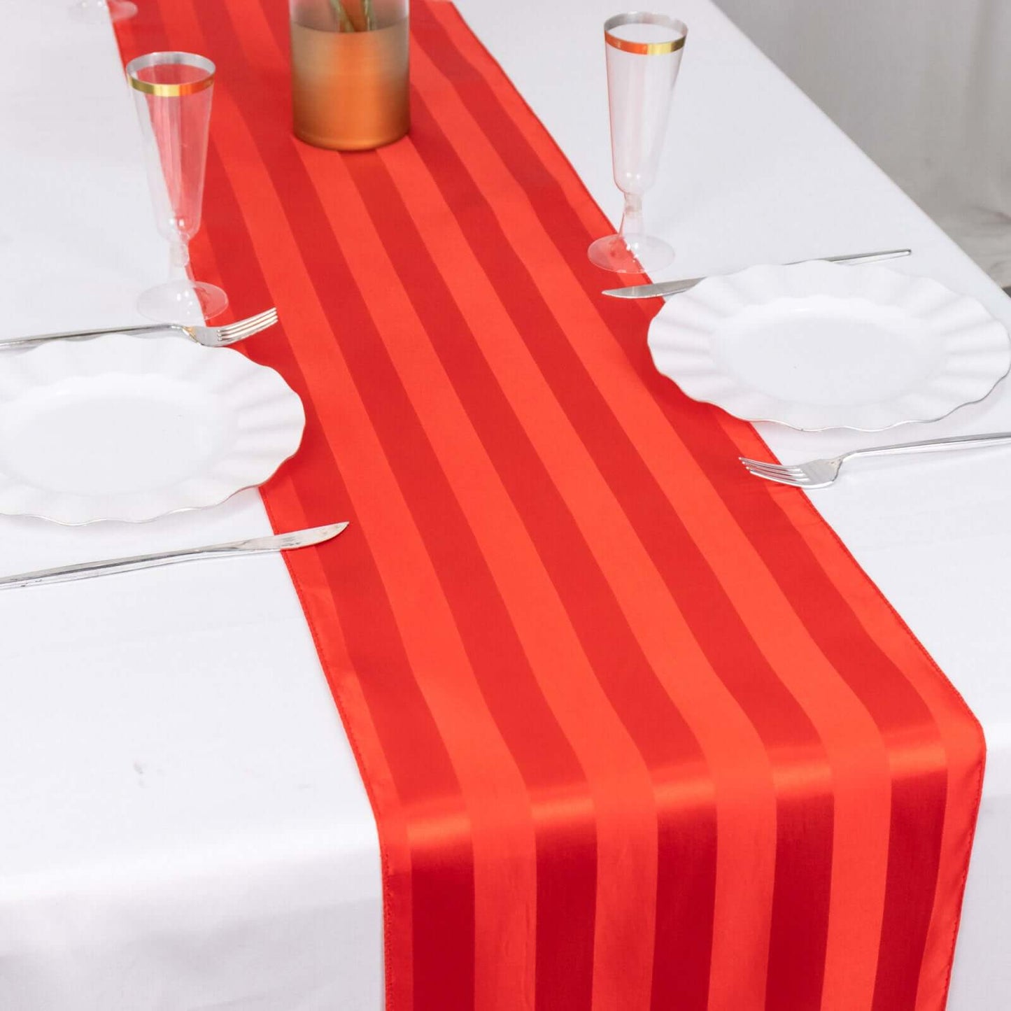 Satin 12"x108" Table Runner Red - Stripe Table Decor