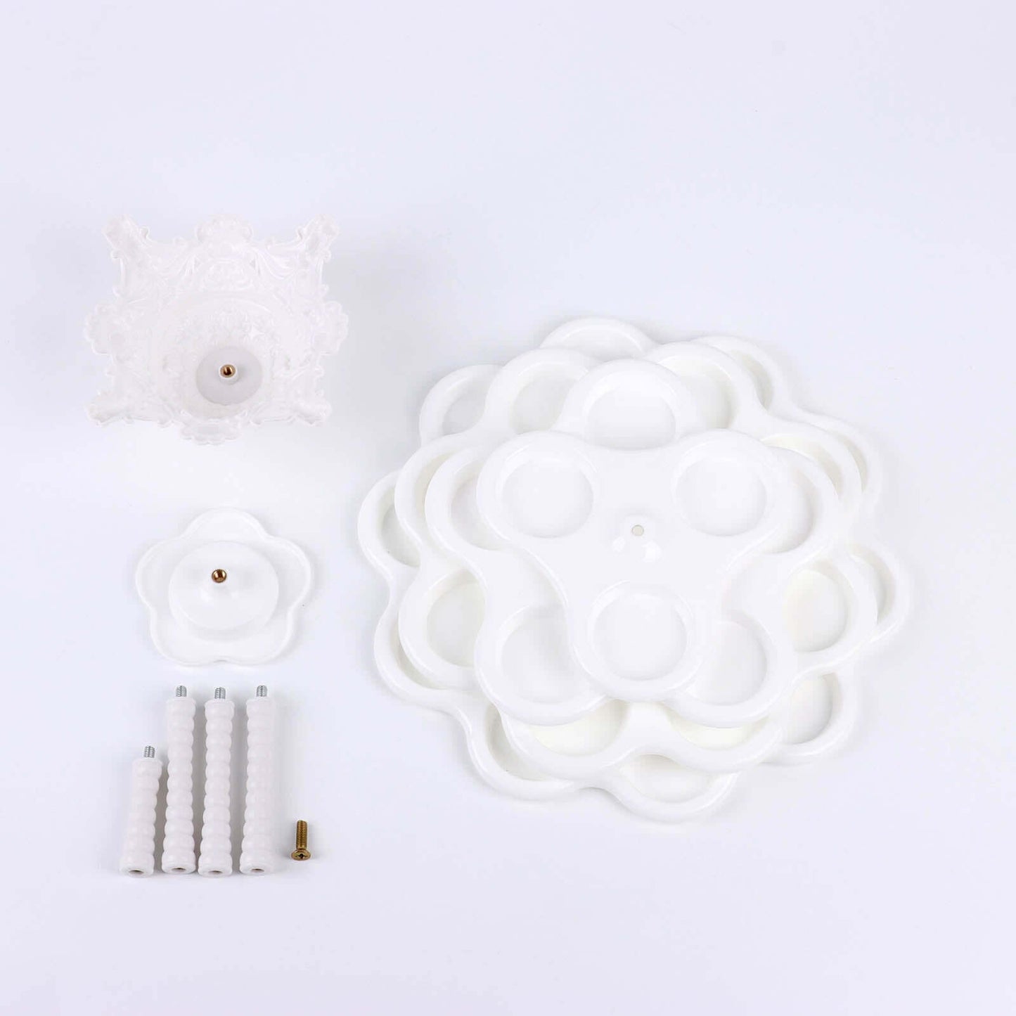 5-Tier Plastic Cupcake Holder Stand White - Dessert Tower with Scalloped Edge Design Versatile Display for Sweet Treats 18"