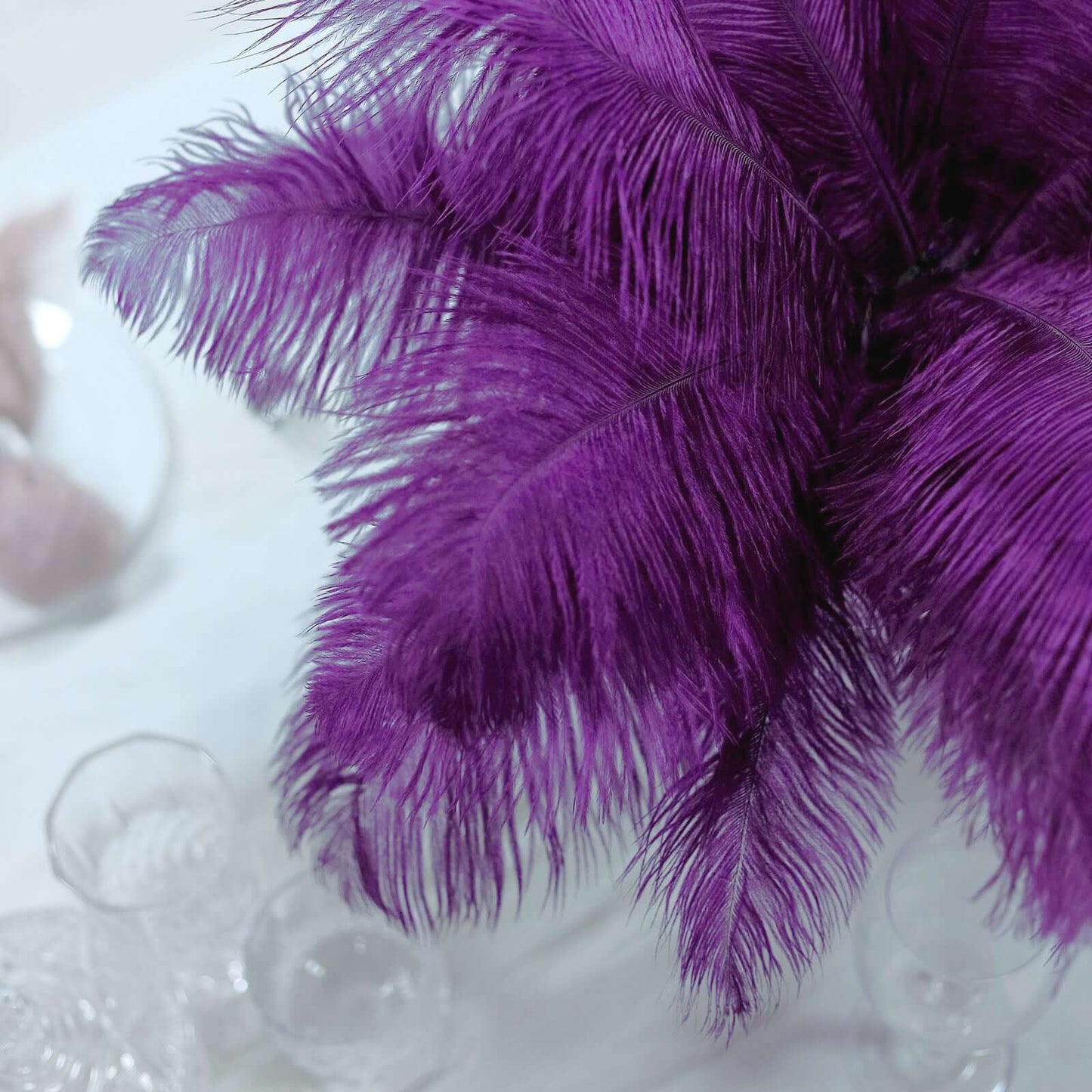 12 Pack 13"-15" Purple Natural Plume Real Ostrich Feathers, DIY Centerpiece Fillers