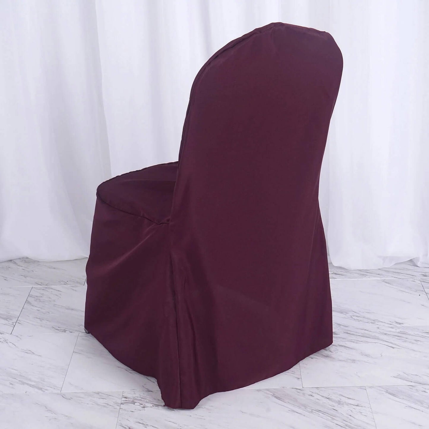 10 Pack Polyester Chair Cover for Banquet Chairs Burgundy - Stain-Resistant Reusable Slip-On Slipcover