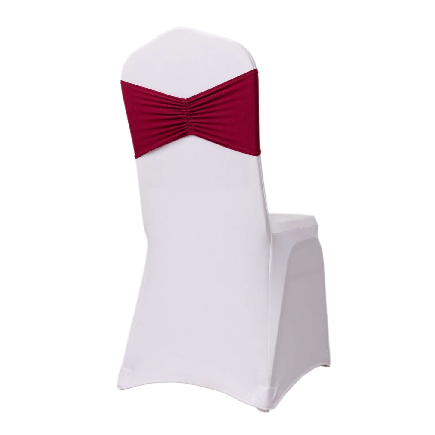 5 Pack Spandex Chair Sashes Burgundy Ruffled Style - Wide Easy to Use Stretch Chair Bands 8"x13"