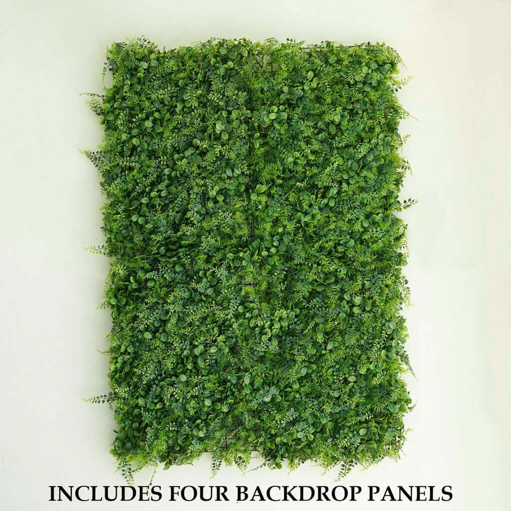11 Sq ft. Green Boxwood Hedge Locust and Cypress Garden Wall Backdrop Mat - 4 Artificial Panels