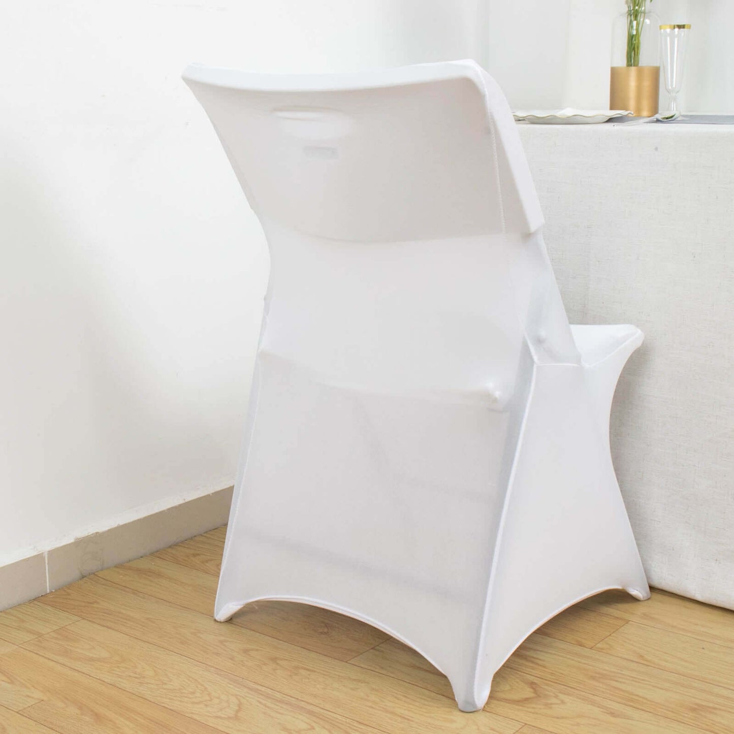 Stretch Spandex Chair Cover White for Lifetime Folding Chairs - Wrinkle Resistant Snug Fit Slipcover with Foot Pockets for Sophisticated Event Styling