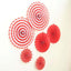 Set of 6 Red Hanging Paper Fan Decorations, Pinwheel Wall Backdrop Party Kit - 8", 12", 16"