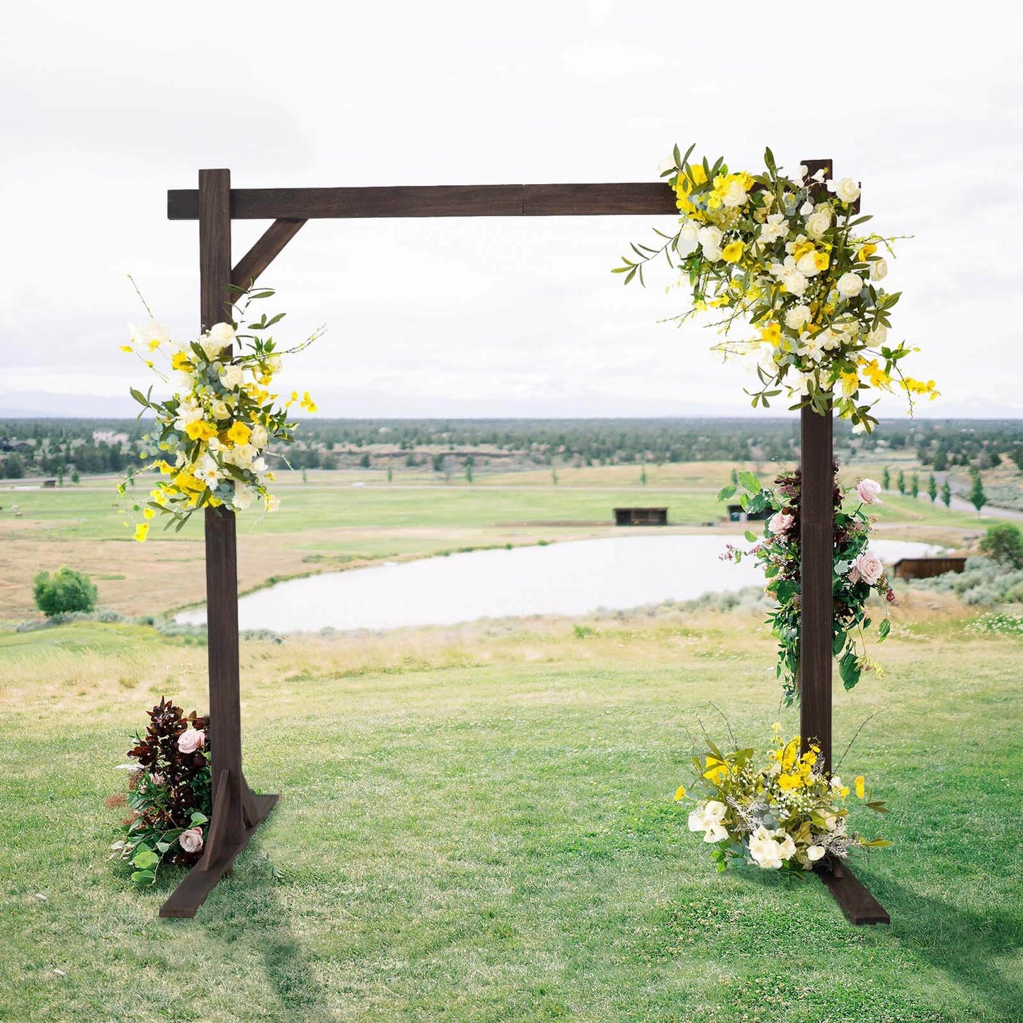 7ft Heavy Duty Wooden Square Wedding Arbor Photography Backdrop Stand