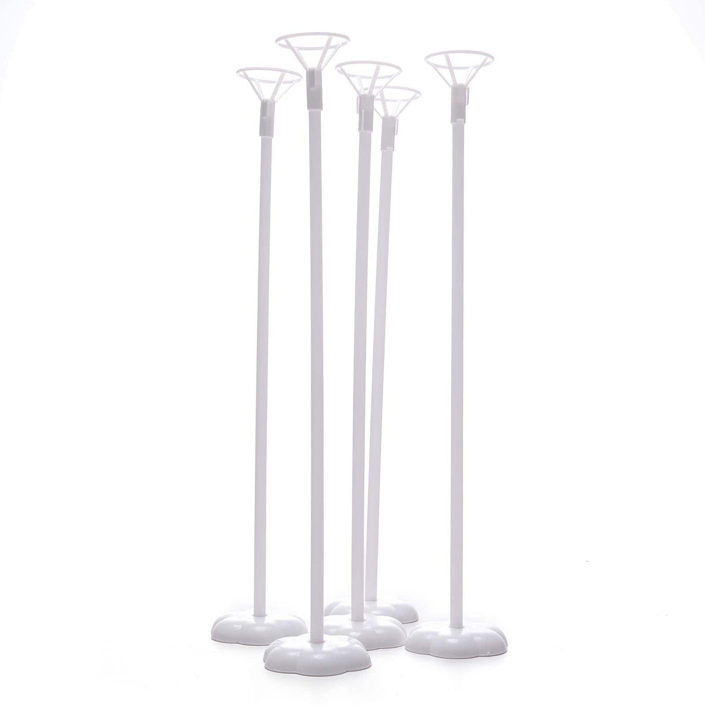 5 Pack White Balloon Centerpieces Holder with Floral Base, Table Top Balloon Stand Stick Kit - 17"