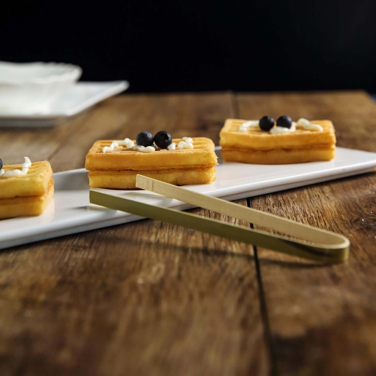 50-Pack Bamboo Wooden Tongs Disposable Flatware Eco Friendly Natural - Biodegradable Party Serving Utensils 6"