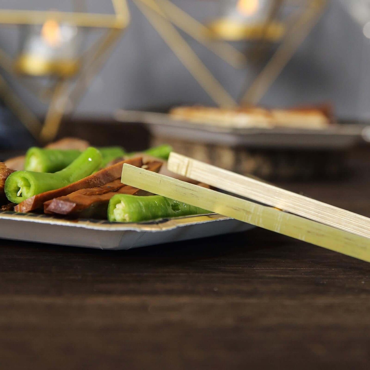 50-Pack Bamboo Wooden Tongs Disposable Flatware Eco Friendly Natural - Biodegradable Party Serving Utensils 6"