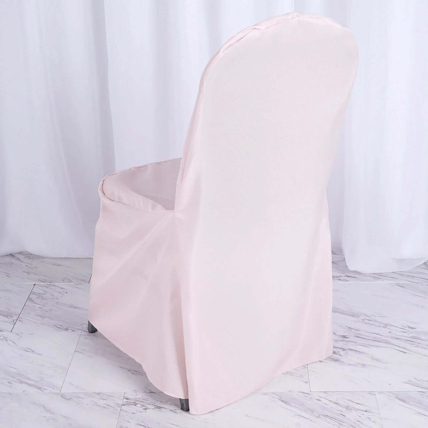 10 Pack Polyester Chair Cover for Banquet Chairs Blush - Stain-Resistant Reusable Slip-On Slipcover