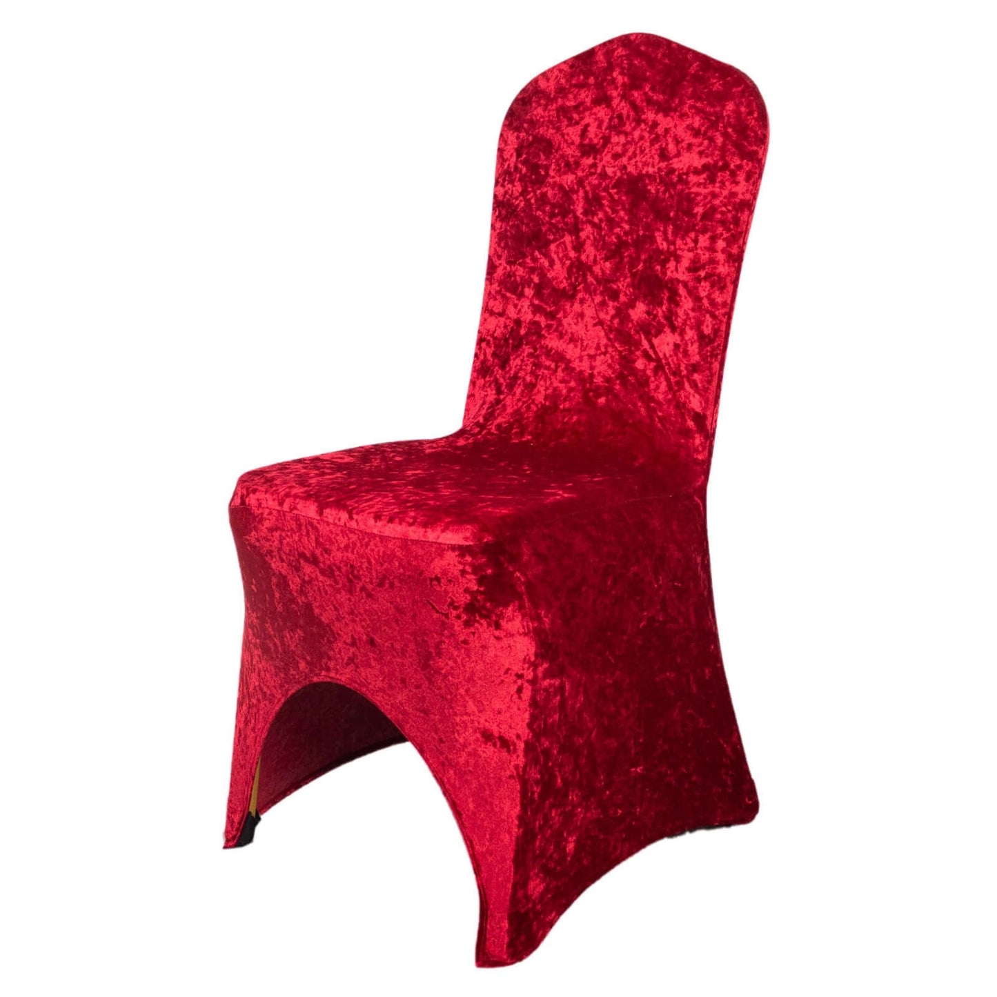 Crushed Velvet Spandex Banquet Chair Cover Fitted Slipcover Red - Stretch 190GSM Slipcover with Foot Pockets