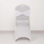 Spandex Chair Cover with Silver Rhinestone Buckled Sash Band White - Stylish Stretch Fitted Slipcover for Banquets & Events