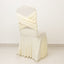 Ivory Spandex Banquet Chair Cover with Ruffle Skirt & Cross Back Sash â€“ Stretch Slipcover for Events