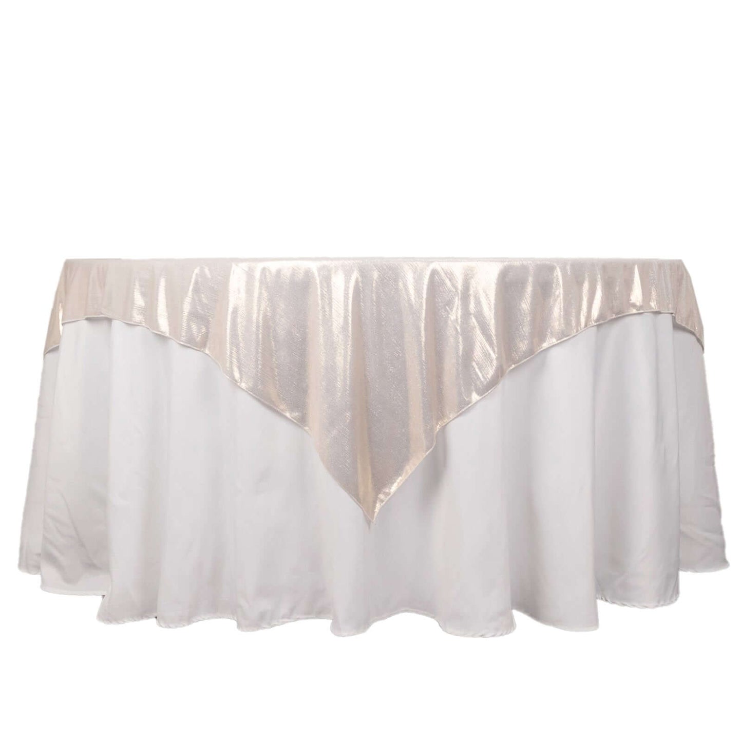 Polyester 72"x72" Table Overlay Square Tablecloth Beige - Sequin Dots Wrinkle-Free Table Cover