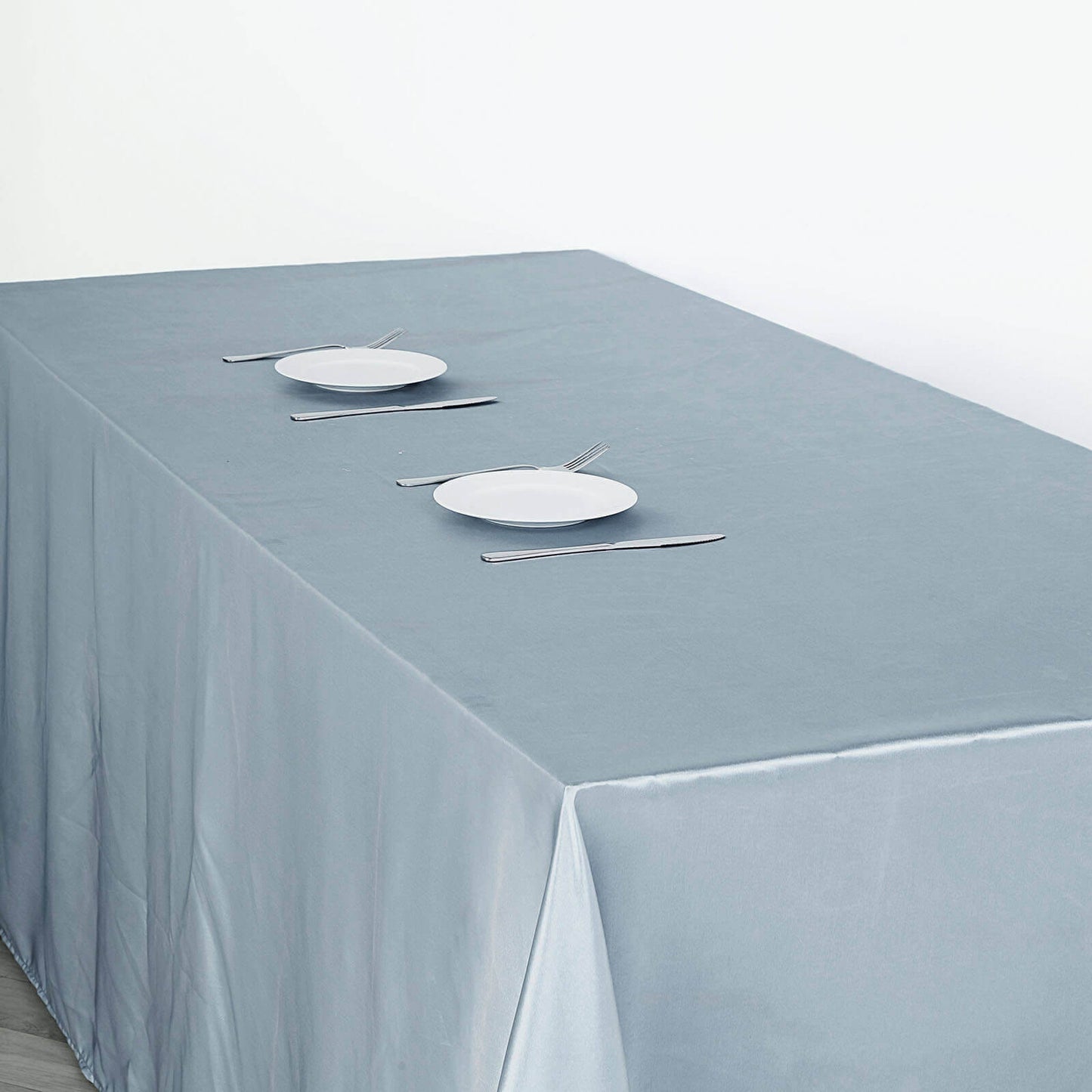 Satin Rectangular 60"x126" Tablecloth Dusty Blue - Smooth and Lustrous Table Cover