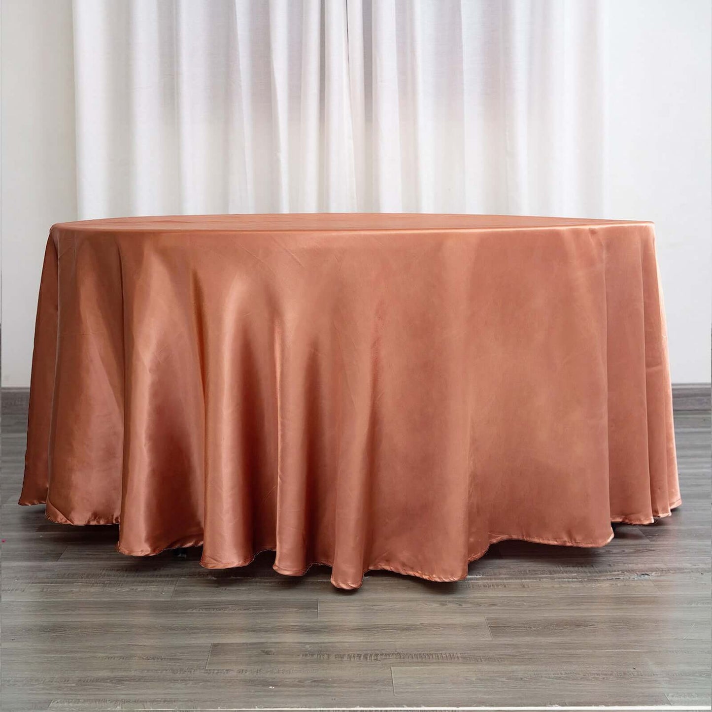 Satin 120" Round Tablecloth Terracotta (Rust) - Stylish Seamless Table Cover