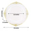 10-Pack Plastic 10" Round Dinner Plates in Clear with Gold Leaf Embossed Rim - Disposable Vintage Baroque Style Plates