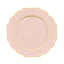 10-Pack Plastic Dinner Plates in Blush Baroque Design with Scalloped Gold Rim - Heavy Duty Disposable Party Plates 11"