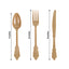 72 Pcs Plastic Silverware Set in Baroque Style Matte Gold - Heavy Duty Disposable Knife, Fork, and Spoon Set