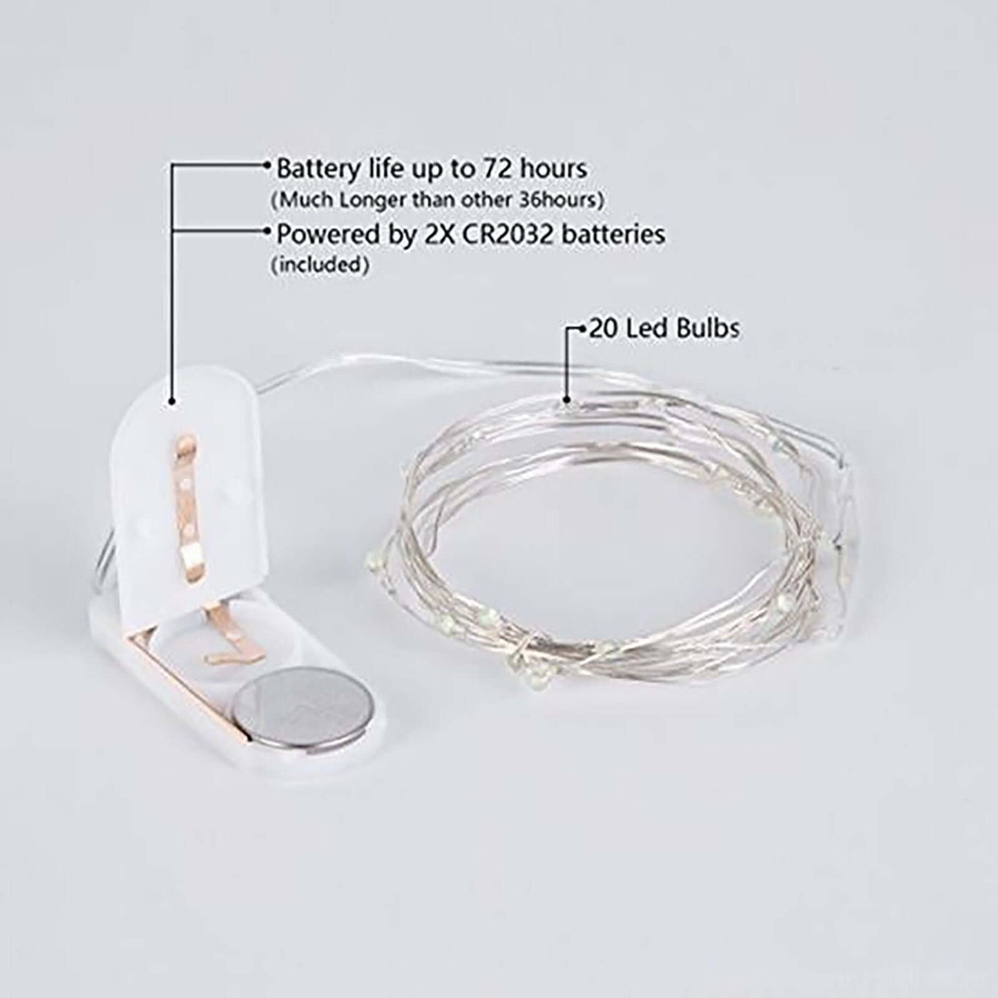 20 LED Micro Fairy String Lights Starry Bright Design Purple - Battery Operated Party Accent 90"