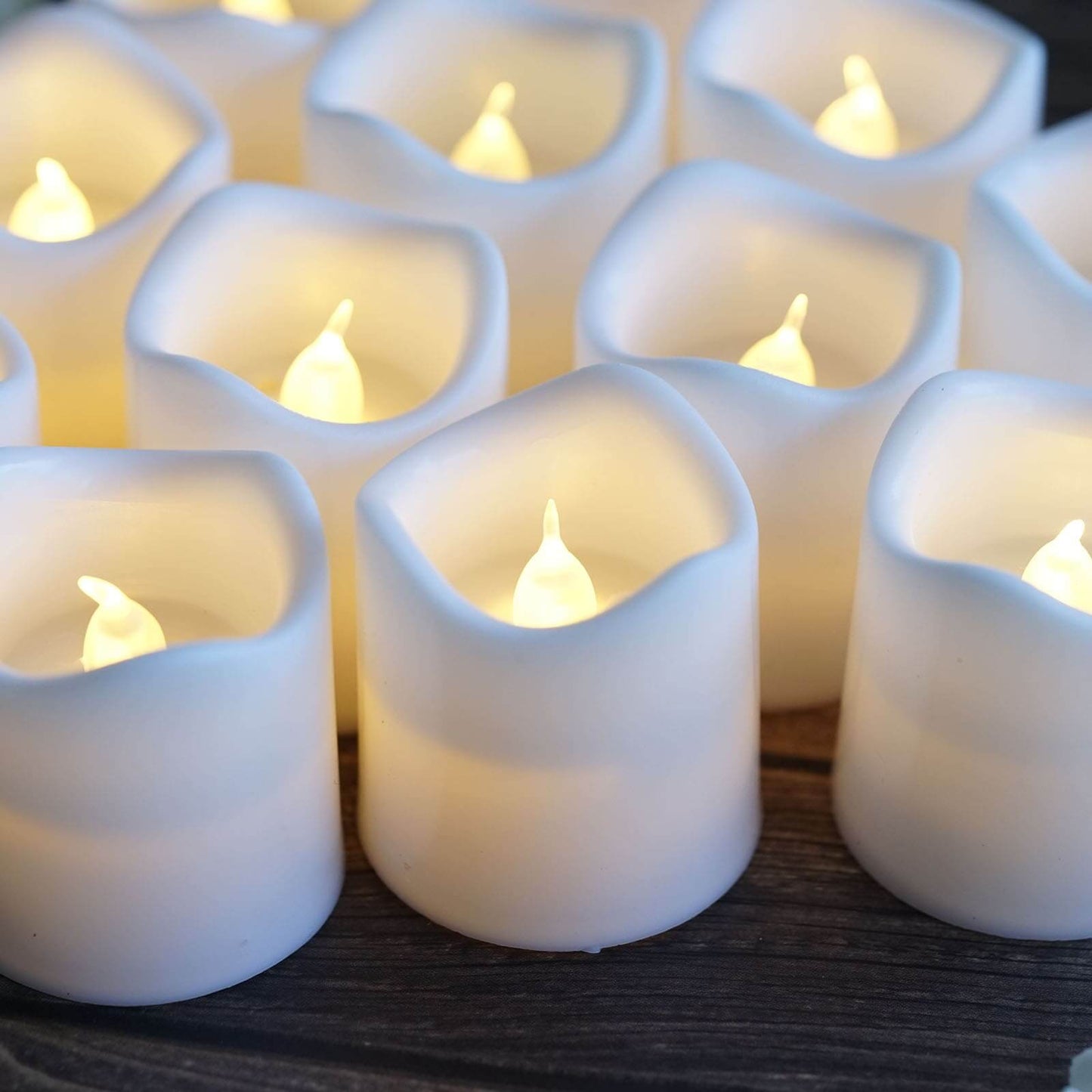 12-Pack LED Votive Candles Classic White Design - Reusable Flameless Battery Operated Lights