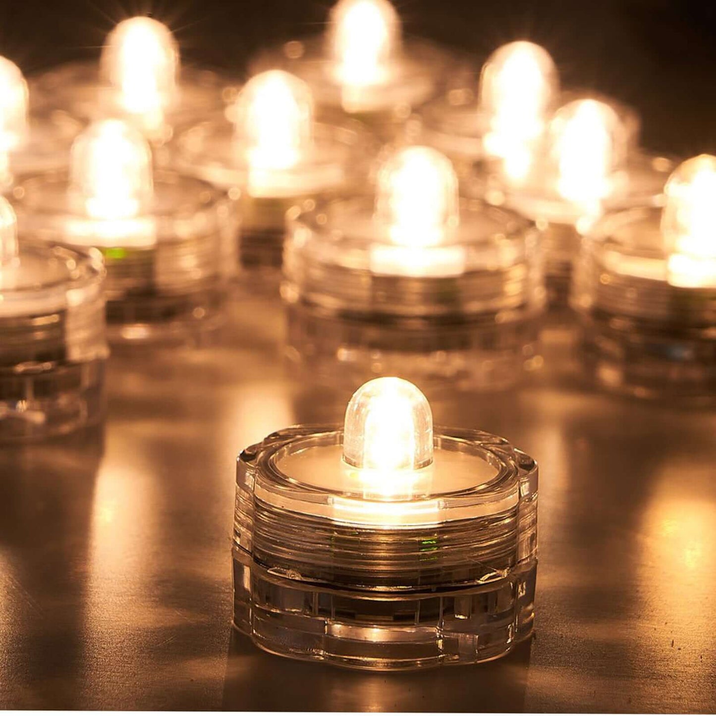 12-Pack LED Lights Flower Design - Submersible Waterproof Warm White Battery Operated