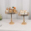 Set of 2 Pedestal Cake Stands Round Design with Mirror Top Gold - Crystal Beaded Cupcake Dessert Display Metal 11", 13"