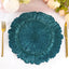 6-Pack Acrylic Plastic Round Charger Plates 13" in Peacock Teal with Reef Design, Dinner Charger Tableware