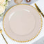 6-Pack Acrylic Round Charger Plates 13" in Taupe with Gold Beaded Rim, Decorative Dinner Party Charger Tableware
