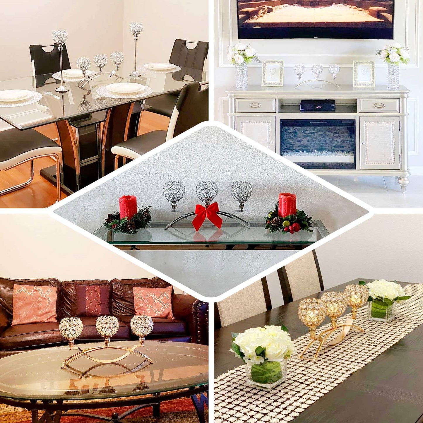 3-Arm Arch Bridge Candelabra Gold with Crystal Beads - Chic Table Centerpiece for Events 16"