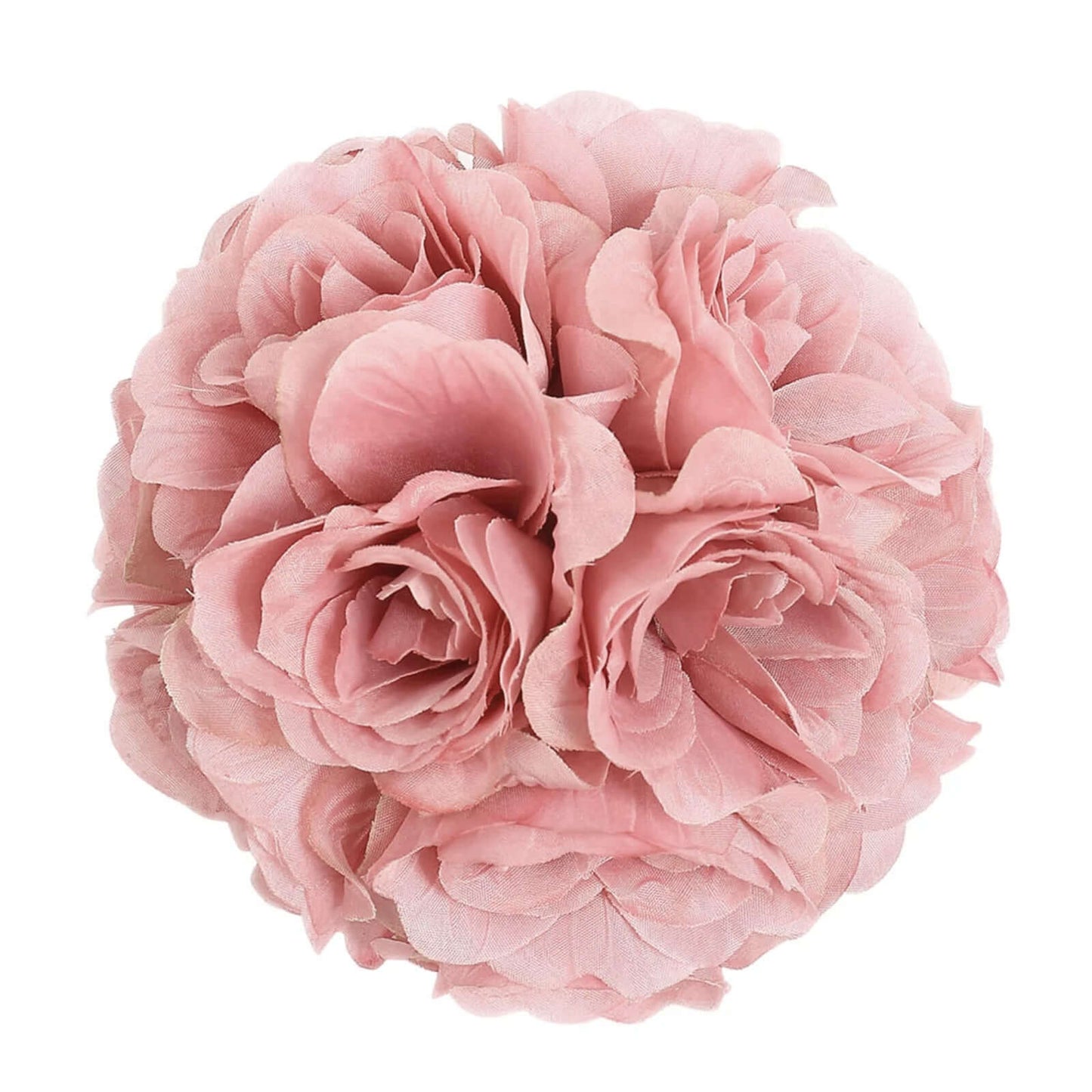 2 Pack 7" Mauve Artificial Silk Rose Kissing Ball, Faux Flower Ball