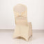 Spandex Chair Cover with Silver Rhinestone Buckled Sash Band Beige - Stretch Fitted Slipcover