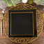 10-Pack Plastic 8" Square Dessert Plates in Black Concave Style with Gold Rim - Modern Disposable Salad Appetizer Party Plates